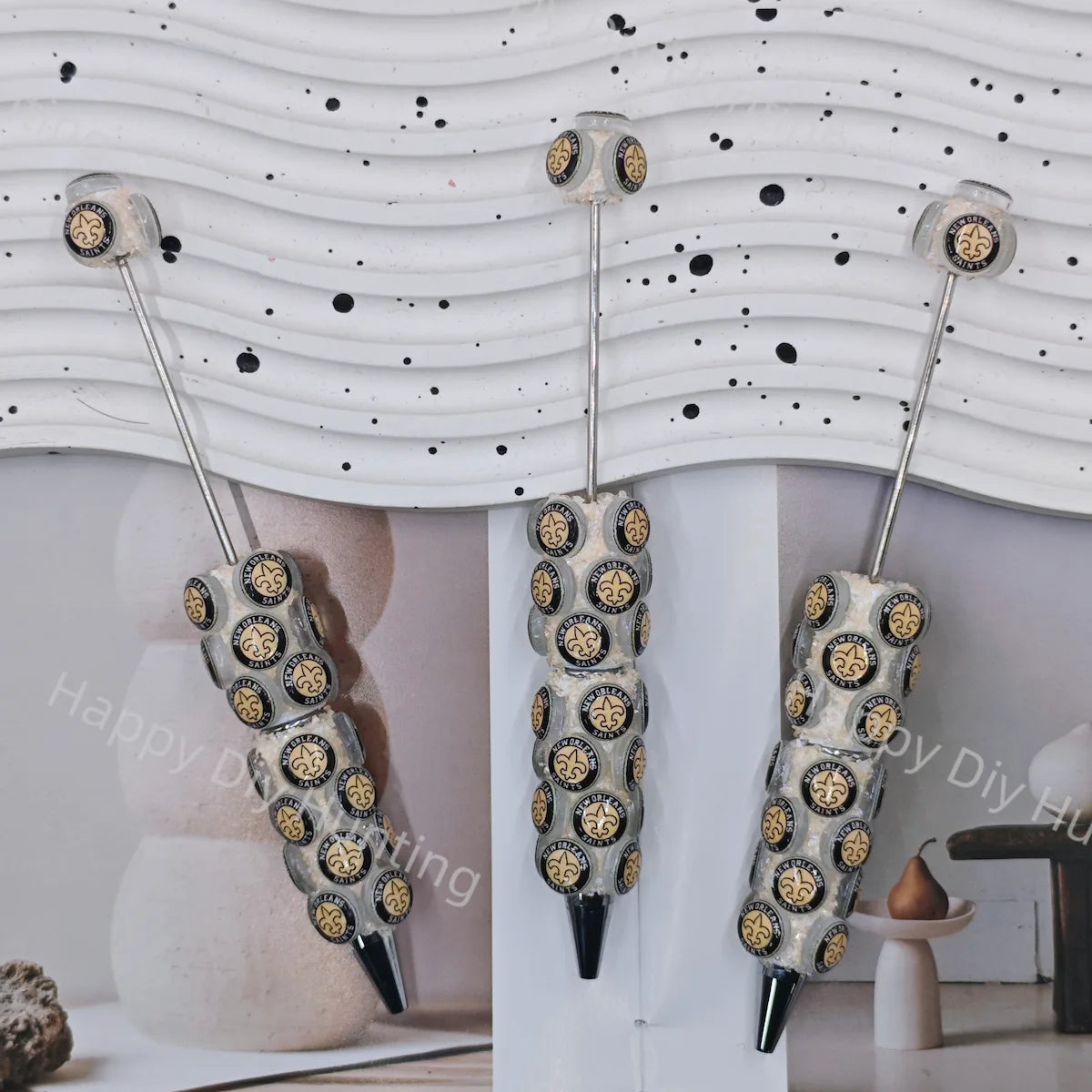 New Orleans Saints Beadable Pens Wholesale, Matches All Focal Beads & Pen Toppers