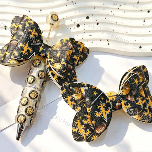 New Orleans Saints Football Graphic Bow Beads For DIY Beadable Pens