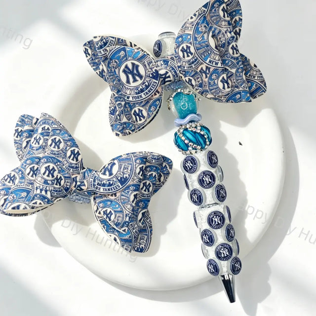 New York Yankees Bow Beads for DIY Beadable Pens