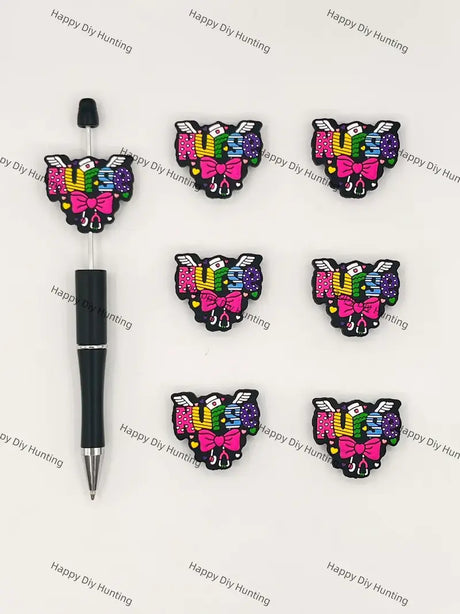 Handmade Beadable Pen with Nurse Medical Silicone Beads