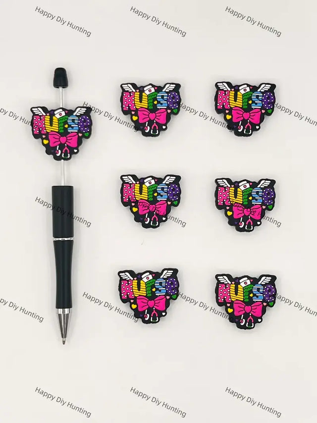 Handmade Beadable Pen with Nurse Medical Silicone Beads