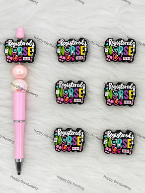 Handmade Beadable Pen with Registered Nurse Silicone Beads