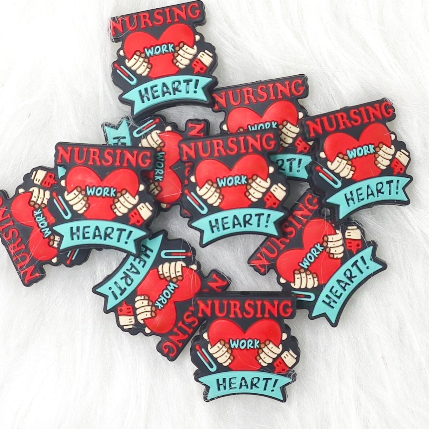 Nursing Work Heart Silicone Focal Beads Nurse Focal Beads Nurse Saying Focal Beads Gift for Nurse