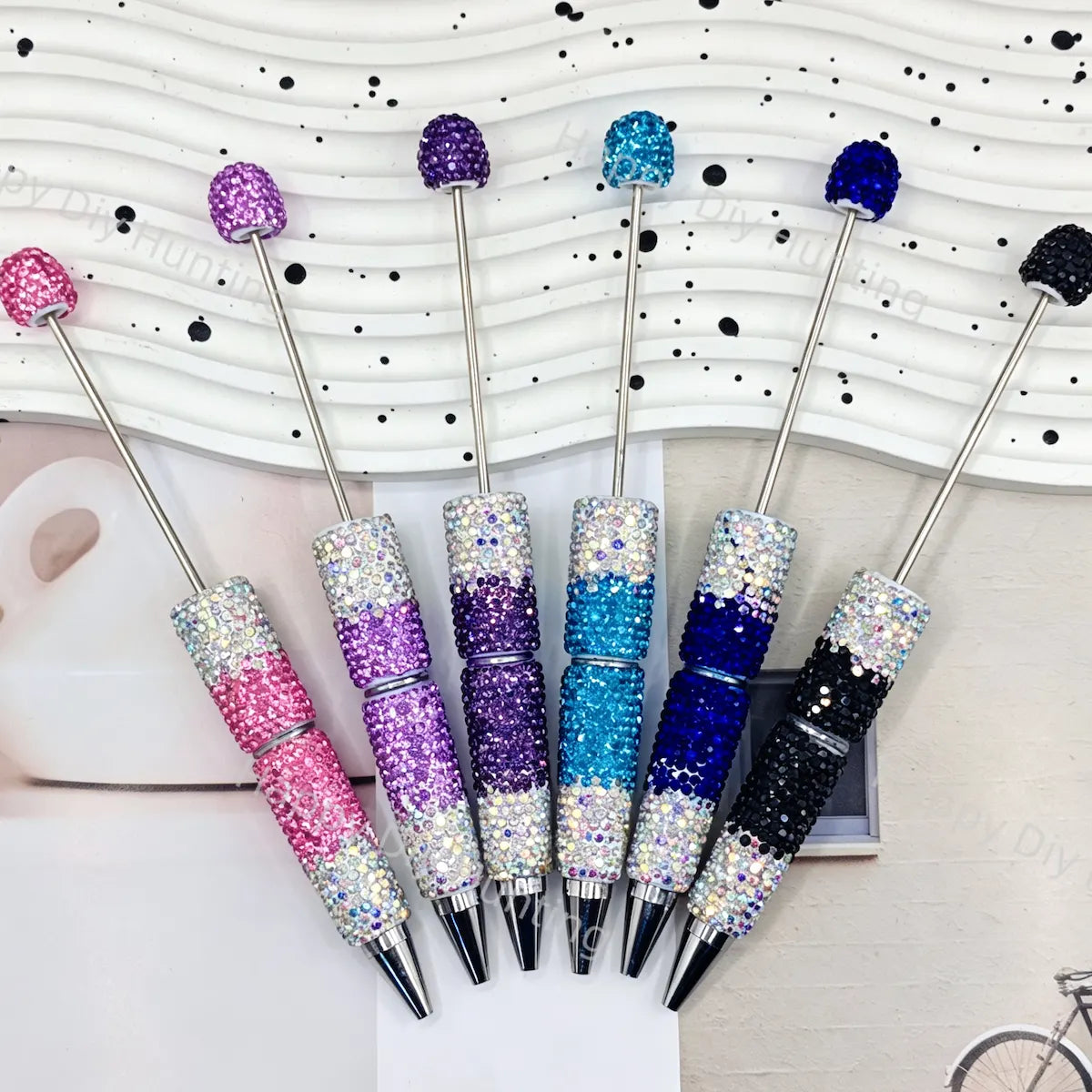 Ombre Rhinestone Beadable Pens Wholesale, Matches All Focal Beads & Pen Toppers