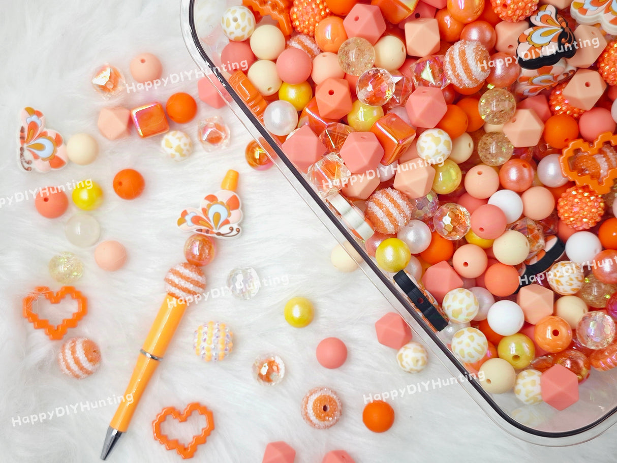 Assorted Beads - Orange Butterfly