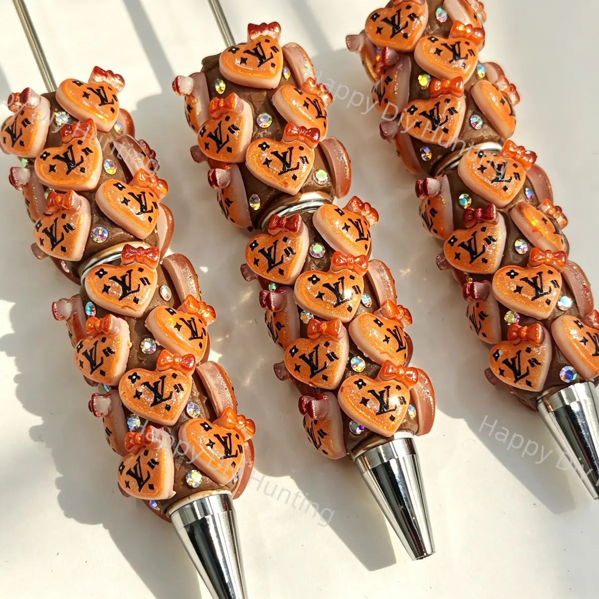 Orange Heart Bow LV Beadable Pens Wholesale,Matches All Focal Beads & Pen Toppers
