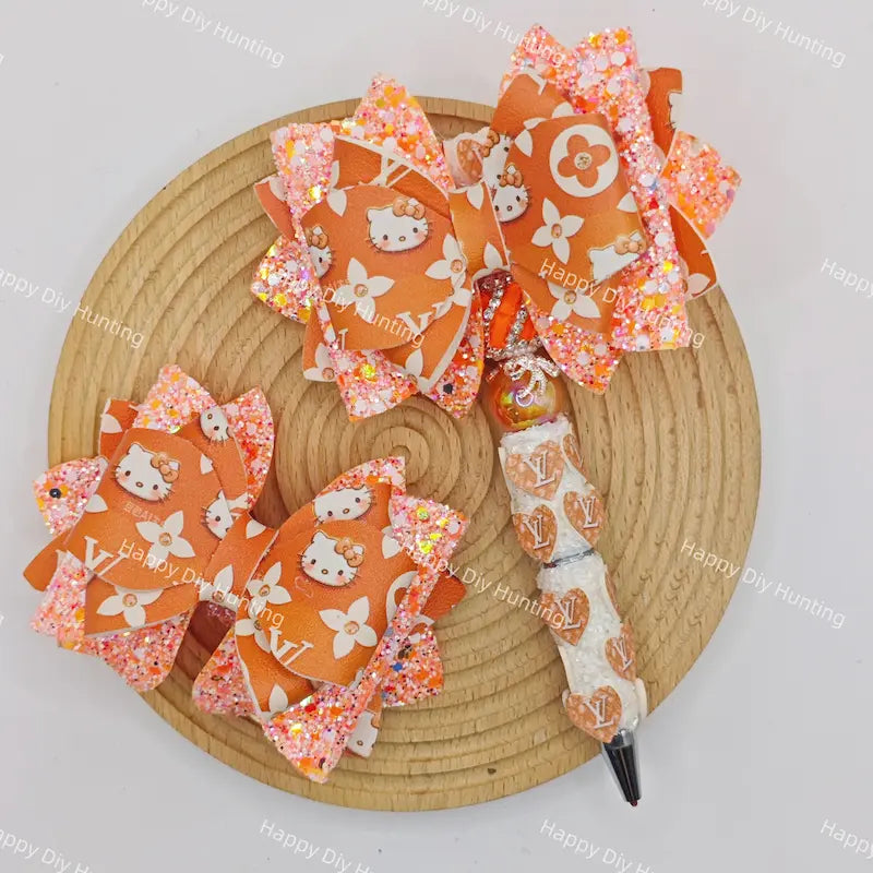 Orange LV Bow Beads For DIY Beadable Pens