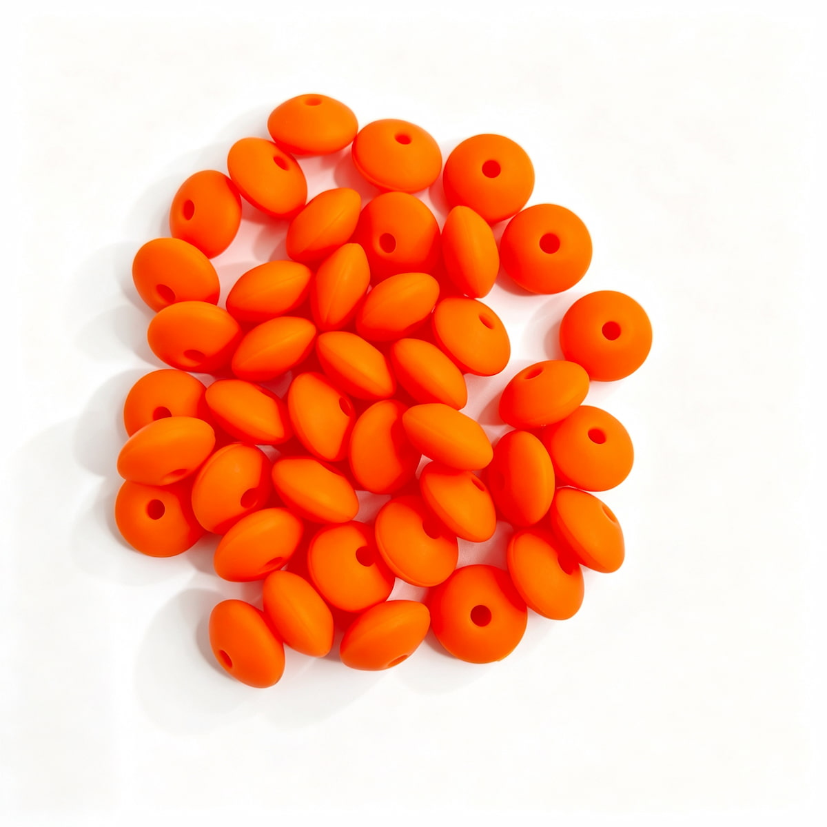 Orange round acrylic spacer beads. Smooth, lightweight, and colorful, perfect for beadable pens, keychains, and handmade crafts.