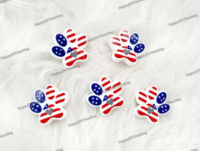 Patriotic Pet Paw Silicone Focal Beads for Country Pride Beadable Pen