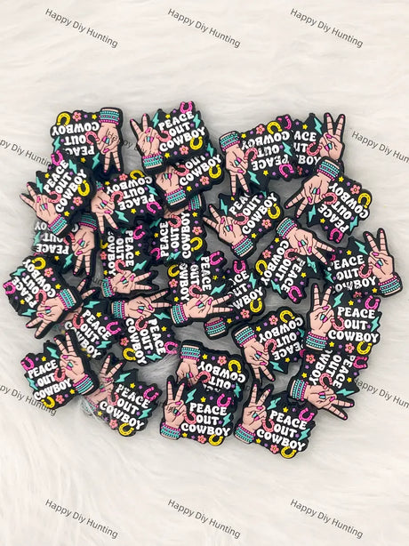 Peace Out Cowboy Silicone Focal Beads Wholesale for Pen DIY
