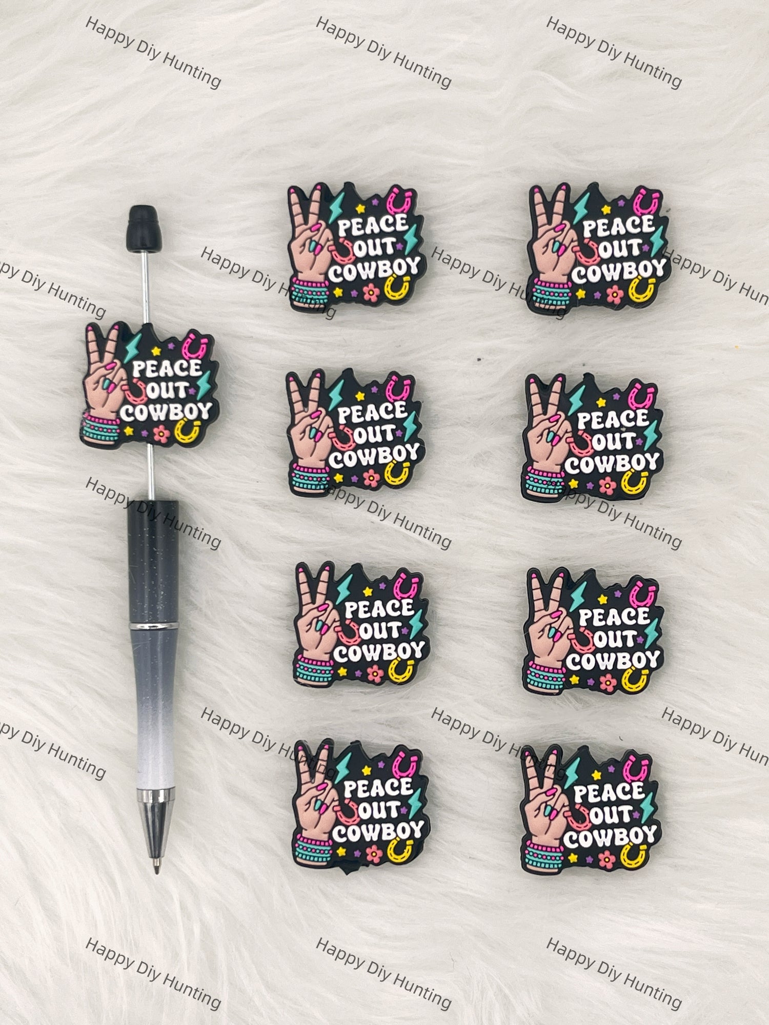 Peace Out Cowboy Silicone Focal Beads Wholesale, silicone focal beads for pens