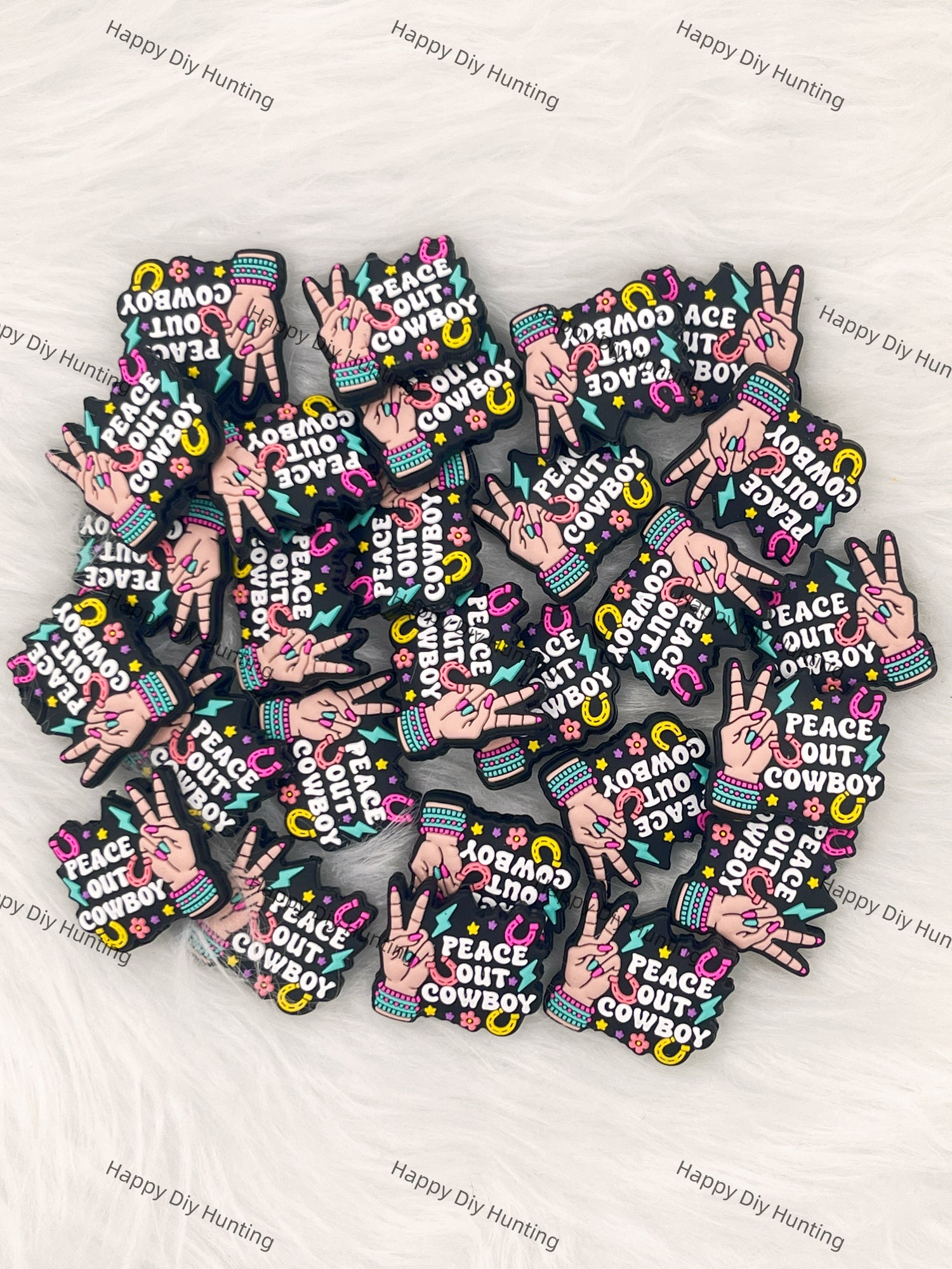 Peace Out Cowboy Silicone Focal Beads Wholesale, silicone focal beads for pens