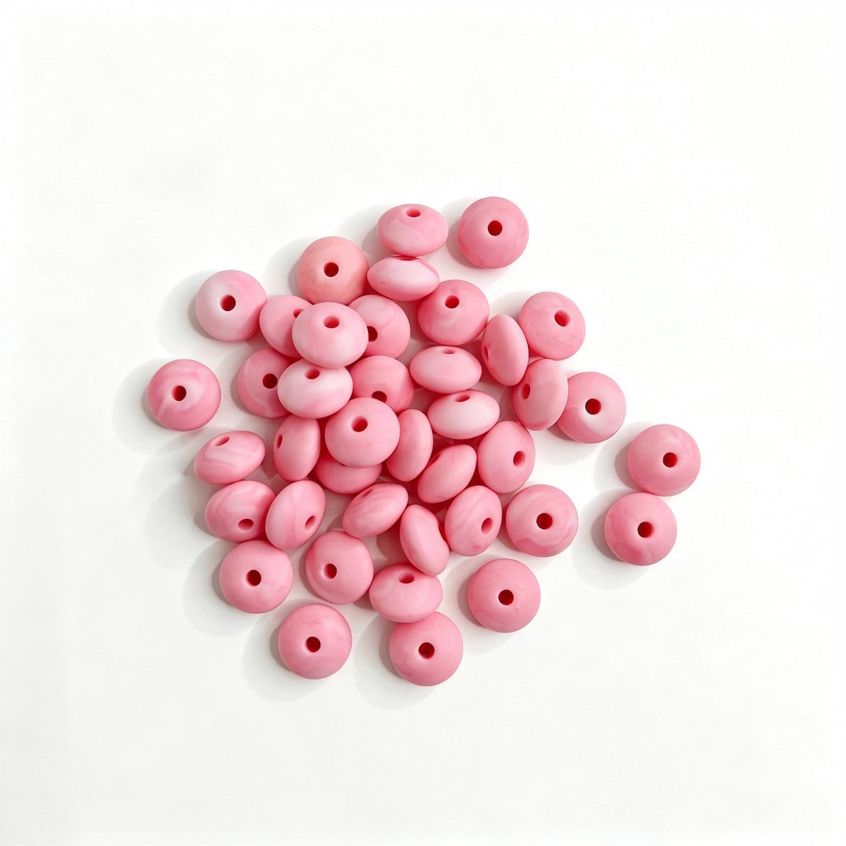 Pearl pink round acrylic spacer beads with a glossy pearl finish. Smooth, lightweight, and colorful, perfect for beadable pens, keychains, and handmade crafts.