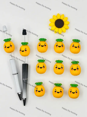 Handmade Beadable Pen with 3D Lovely Pineapple Silicone Beads