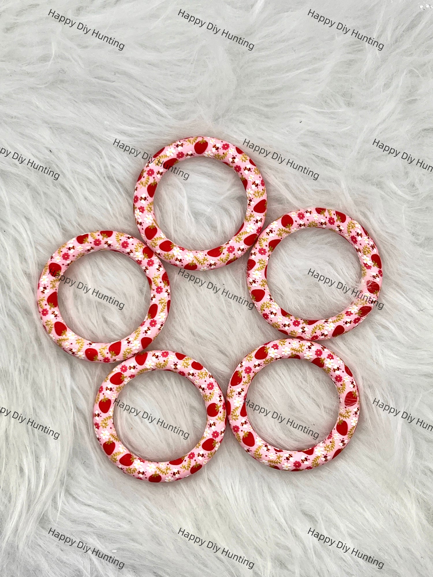 Pink Beadable Silicone Ring Car Hanger Charm Loop