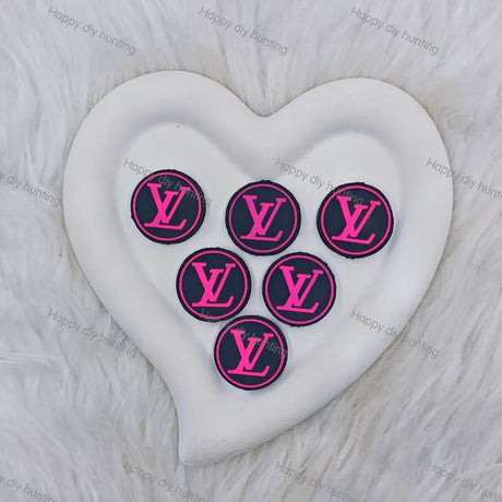 Pink Black Round LV Silicone Focal Beads For DIY Beadable Pens