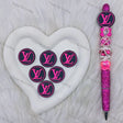 Pink Black Round LV Silicone Focal Beads For DIY Beadable Pen