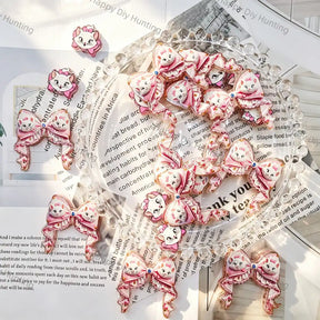 pink bow shaped cute kitty graphic acrylic focal beads for diy beadable pen craft wholesale