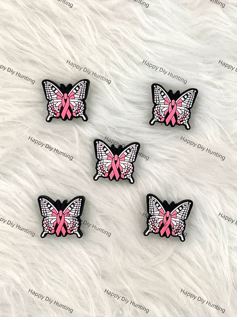Pink Butterfly Silicone Focal Beads for DIY Beadable Pen Making