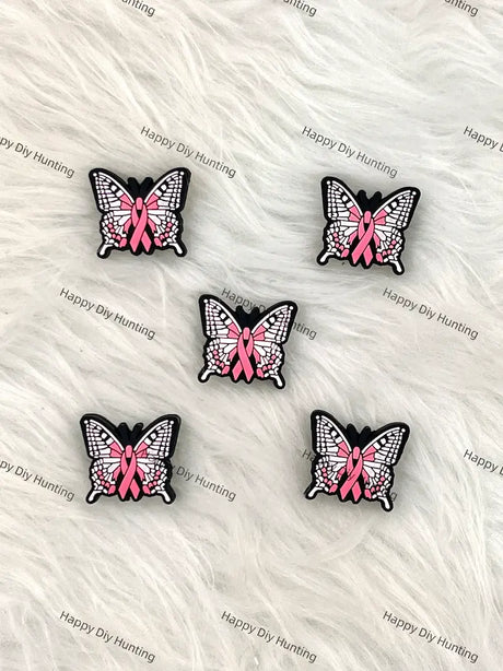 Pink Butterfly Silicone Focal Beads for DIY Beadable Pen Making