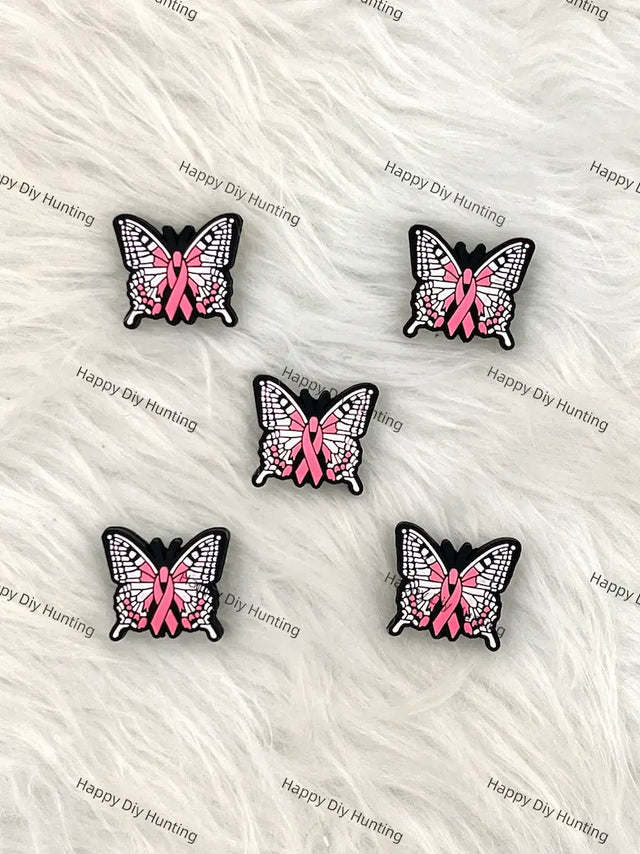 Pink Butterfly Silicone Focal Beads for DIY Beadable Pen Making