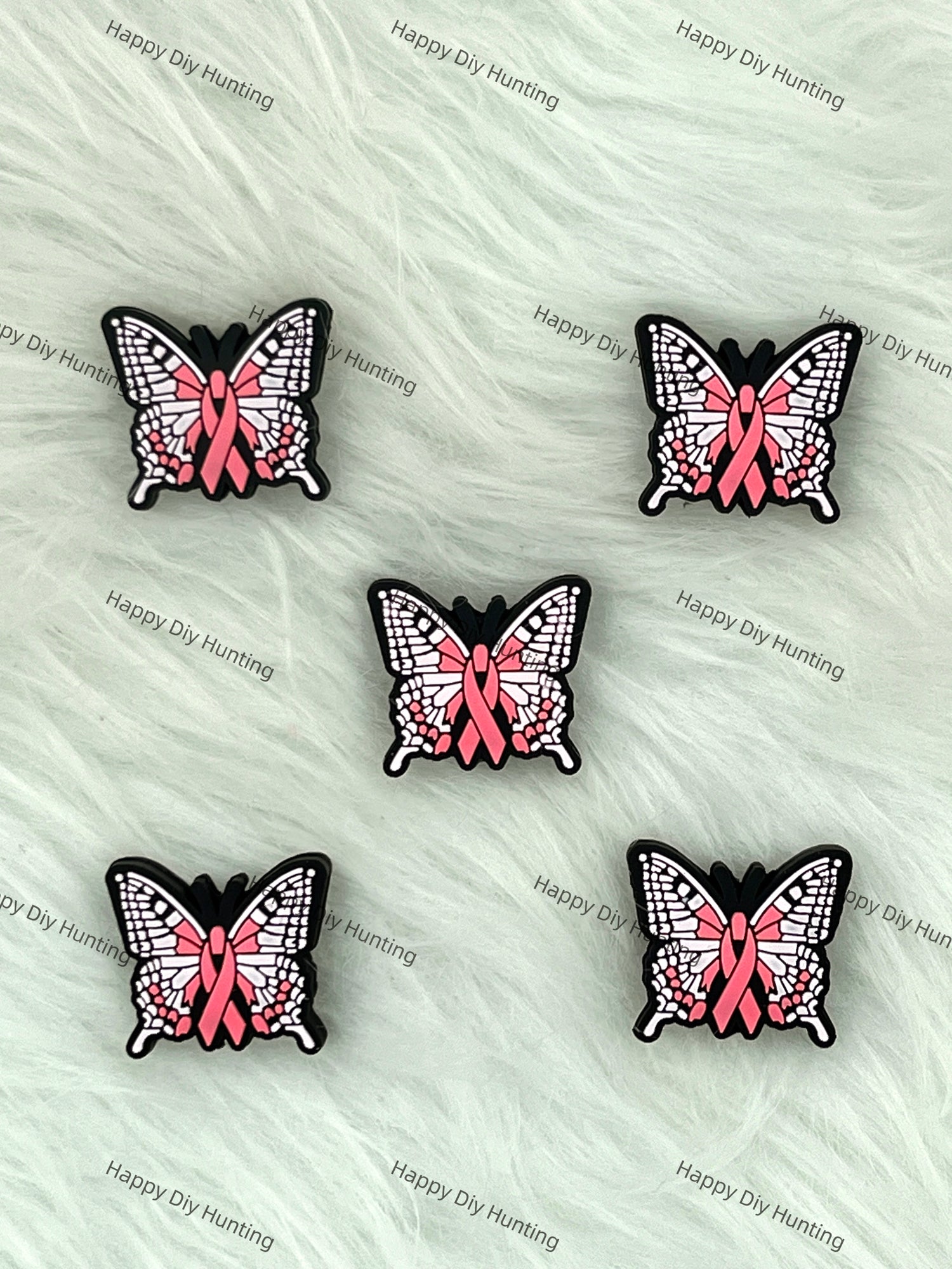 Pink Butterfly Silicone Focal Beads Wholesale, Silicone focal beads for pens