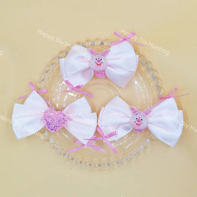 Pink Cartoon Piggy Rhinestone Bow Beads
