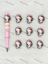 Handmade Beadable Pen with Playful Cat Silicone Beads