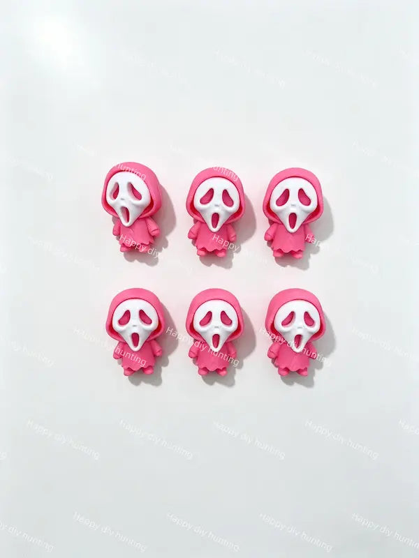 3D pink ghost face PVC pen topper for DIY beadable pen craft & gothic handmade jewelry making