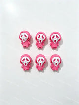 3D pink ghost face PVC pen topper for DIY beadable pen craft & gothic handmade jewelry making