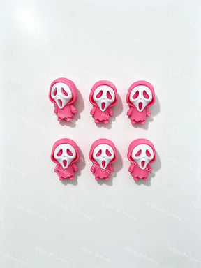 3D pink ghost face PVC pen topper for DIY beadable pen craft & gothic handmade jewelry making