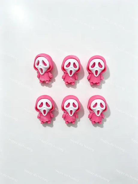 3D pink ghost face PVC pen topper for DIY beadable pen craft & gothic handmade jewelry making