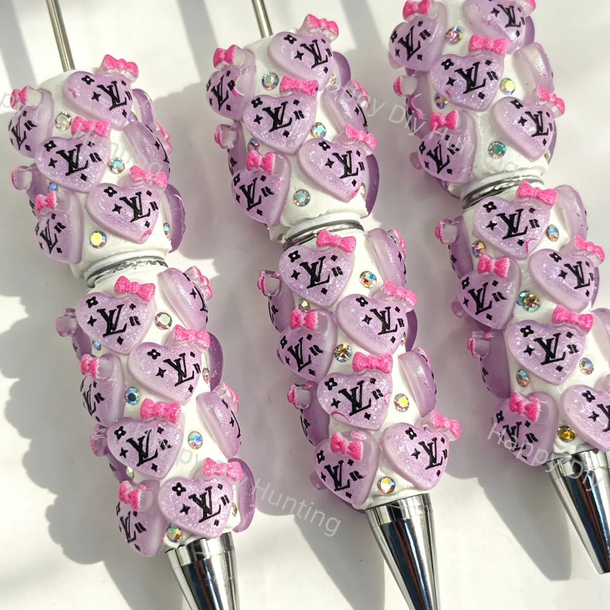 Pink Heart Bow LV Beadable Pens Wholesale,Matches All Focal Beads & Pen Toppers