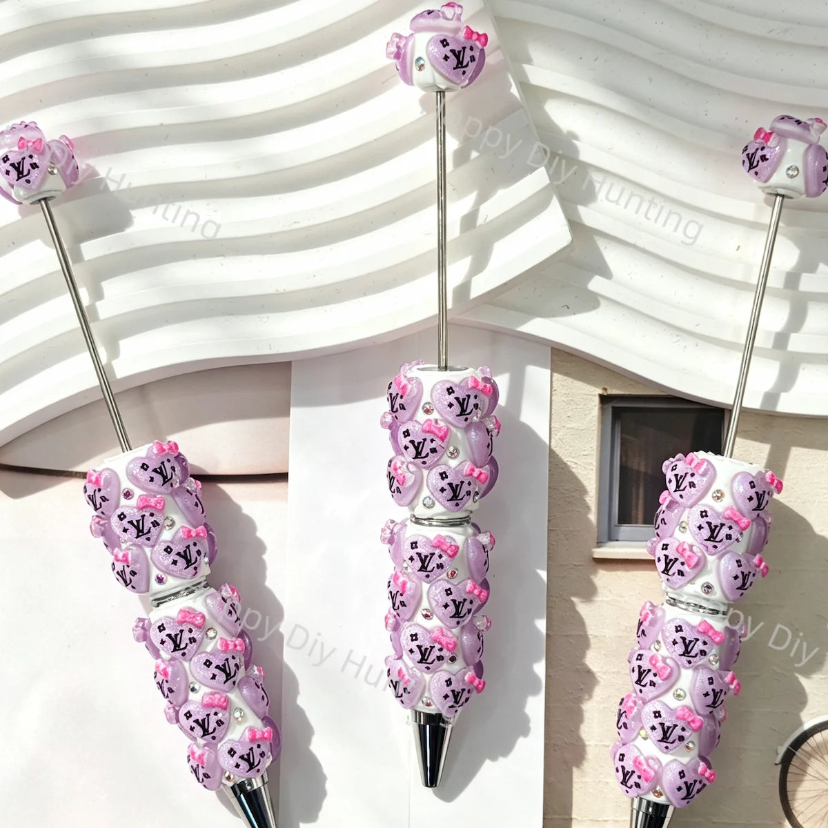 Pink Heart Bow LV Beadable Pens Wholesale,Matches All Focal Beads & Pen Toppers