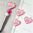 Pink Hello Kitty CHANEL Print Heart Cartoon Silicone Focal Beads For DIY Beadable Pens