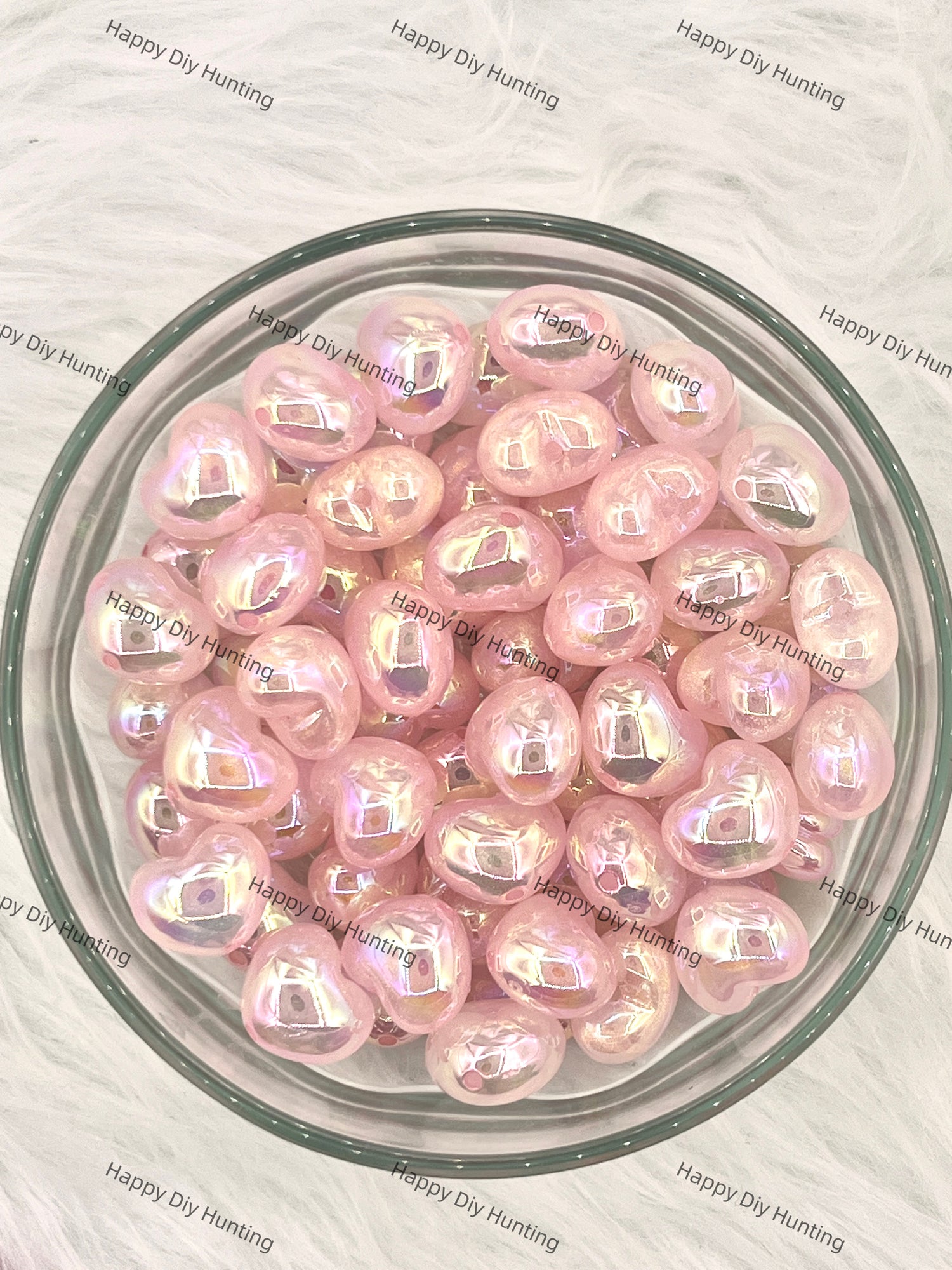 Pink Jelly Heart Shape Acrylic Beads with Gliter