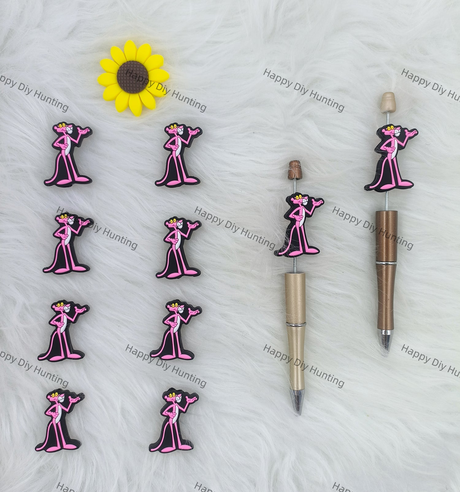 Pink Leopard silicone focal beads for pens