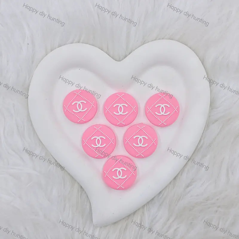 Pink Round CC Pattern Silicone Focal Beads, Wholesale Silicone Focal Beads for Pens