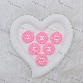 Pink Round CC Pattern Silicone Focal Beads, Wholesale Silicone Focal Beads for Pens