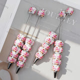pink sweet cake cartoon figure rhinestone accent beadable pens for diy silicone focal bead craft wholesale