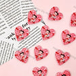 Pink Vintage Cartoon Cherry Print Heart Silicone Focal Beads, large hole decorative beads for DIY beadable pen, 
