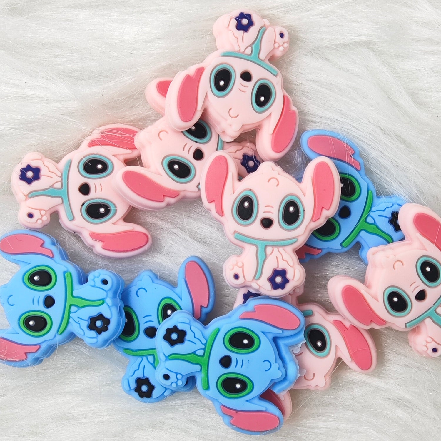 Pink and blue Stich Silicone Focal Beads Wholesale