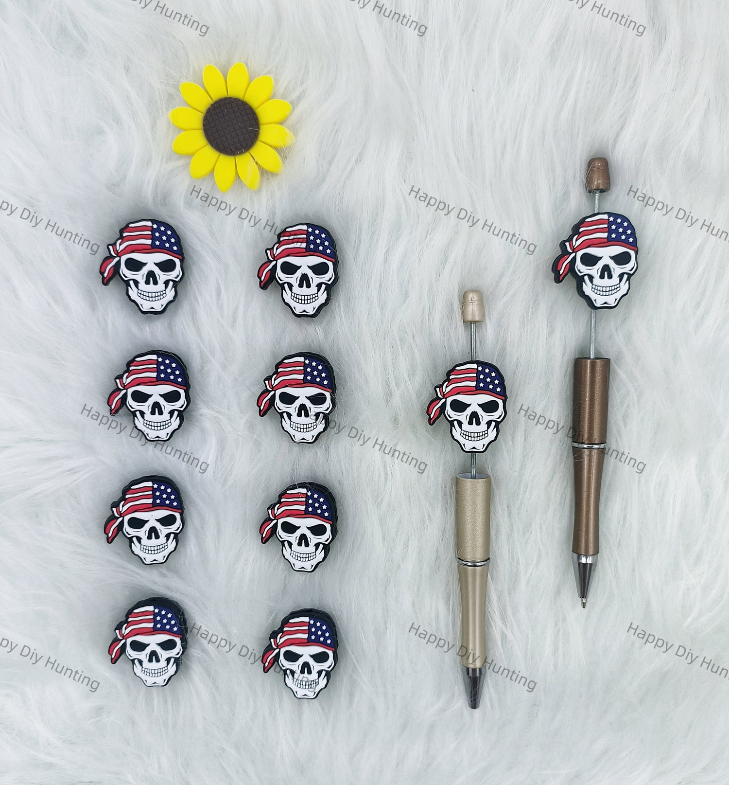 Pirate-style Skull Silicone Focal Beads Wholesale,  silicone focal beads for pens