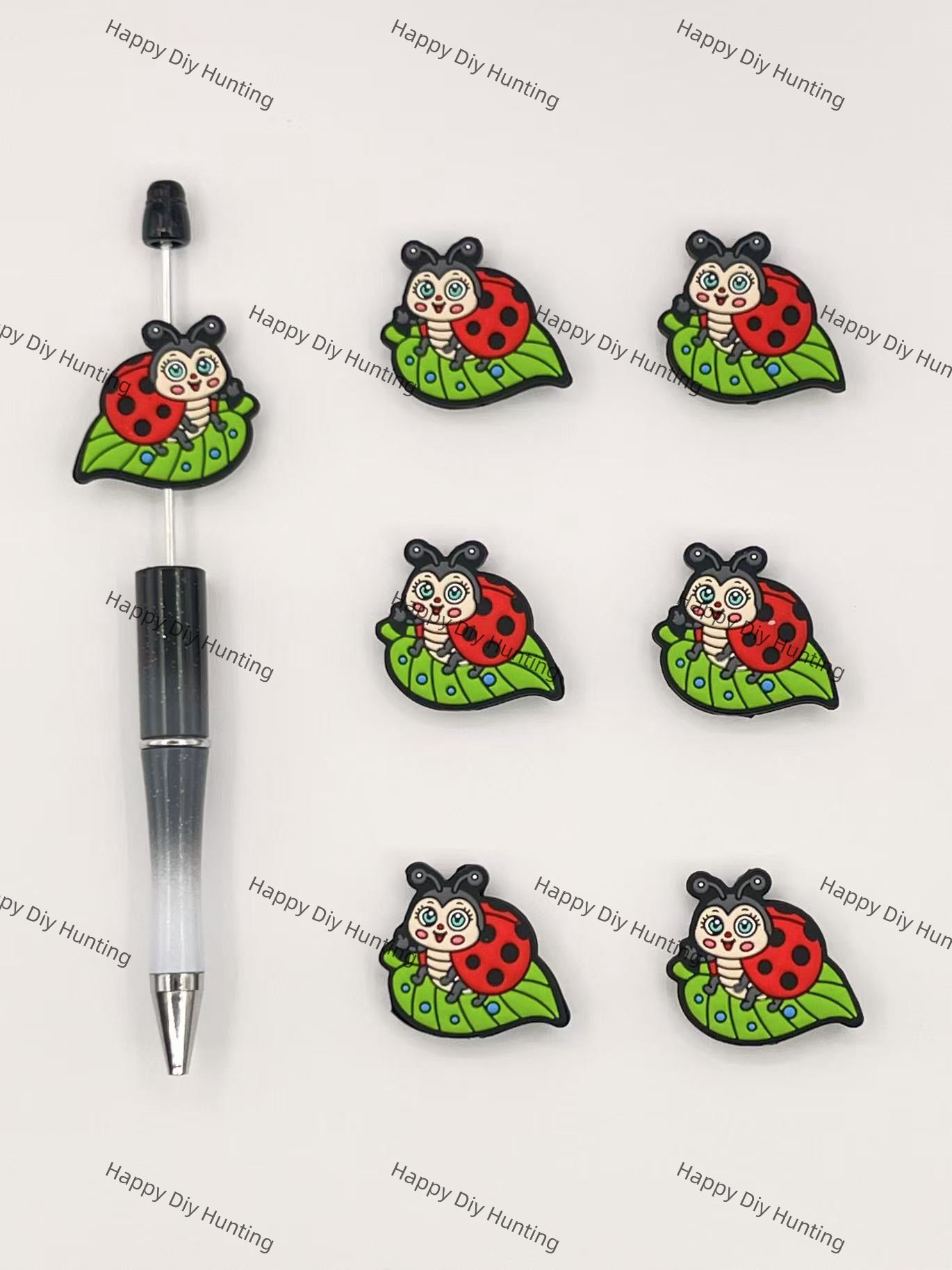 Pretty Coccinella Septempunctata Silicone Focal Beads Wholesale, silicone focal beads for pens