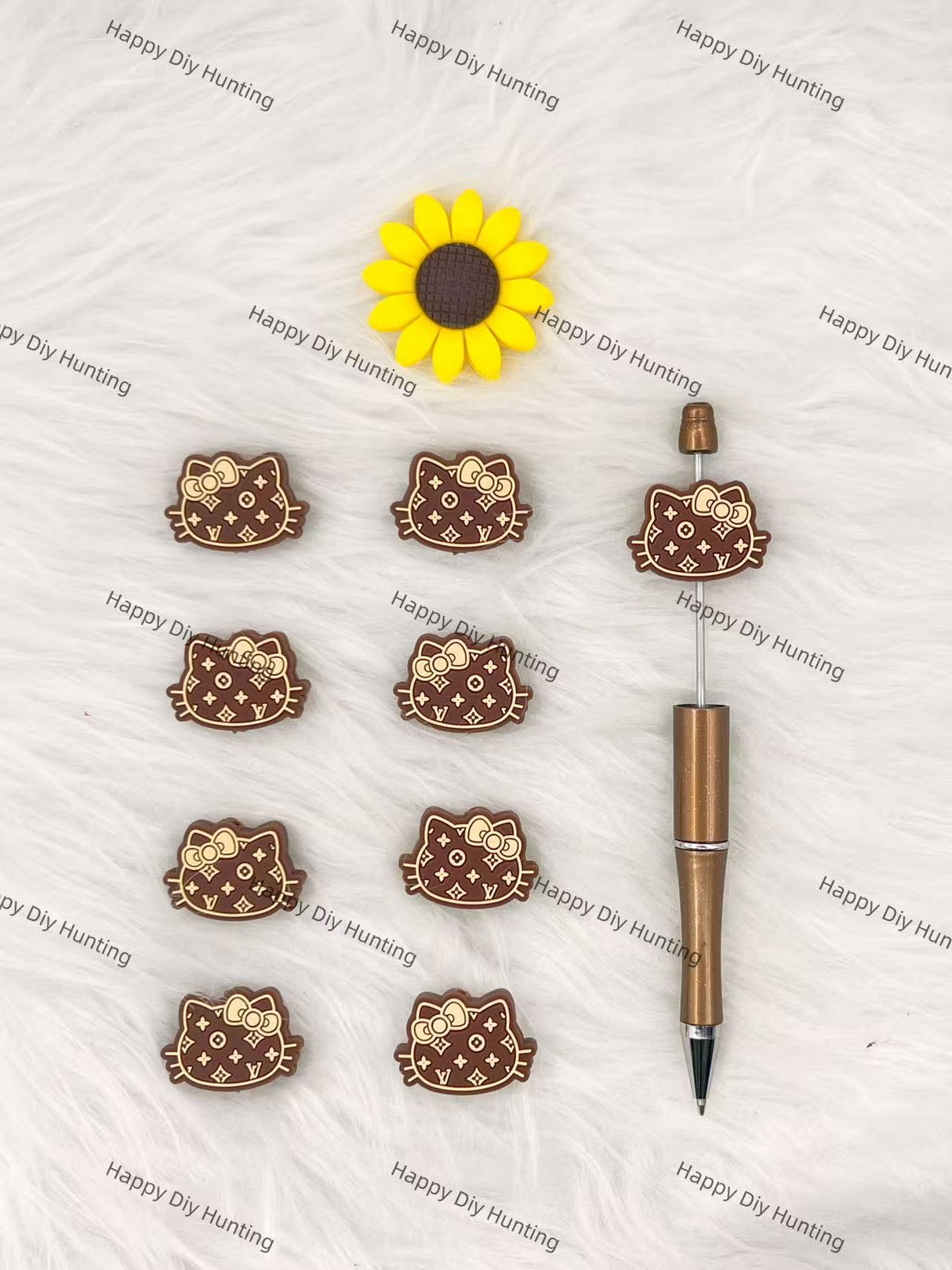 Pretty VL HK cat silicone focal beads mixed color cartoon cat silicone beads for beadable pen jewelry making
