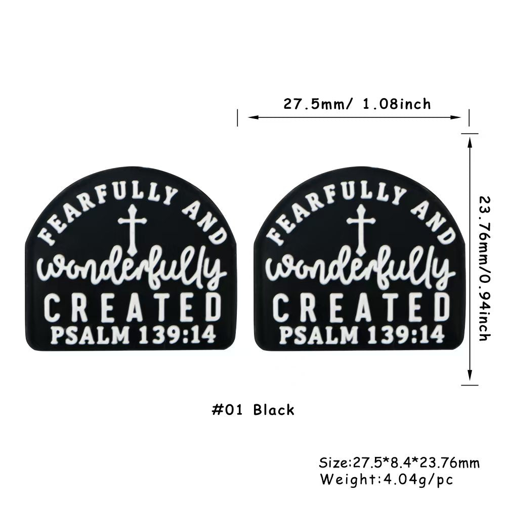 Psalm Fearfully and Wonderfully Created Silicone Focal Beads Wholesale