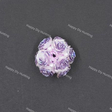 Purple 20mm 3D acrylic pearl rose flower beads for beadable pen jewelry making