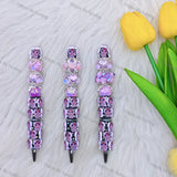 Purple Floral Sugar Skull Beadable Pens Wholesale, Beadable Pens Supplies2