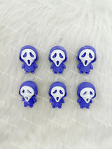 3D purple ghost face PVC pen topper for DIY beadable pen craft & gothic handmade jewelry making