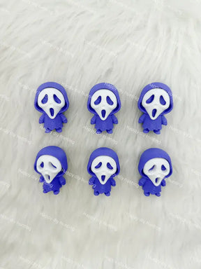 3D purple ghost face PVC pen topper for DIY beadable pen craft & gothic handmade jewelry making